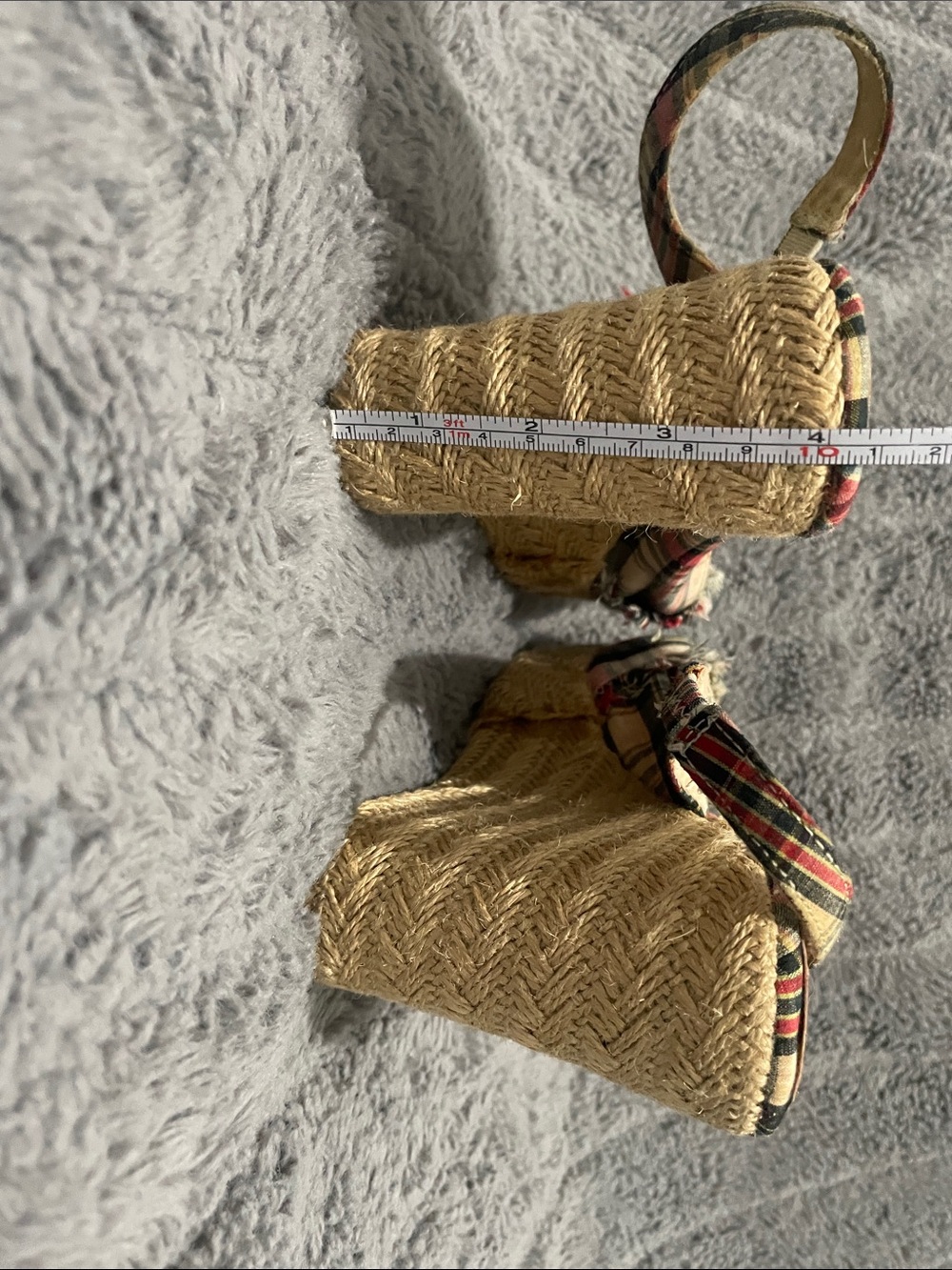Mossimo Supply Co. Red Cream and Blue Plaid Espadrille Wedge Sandals - Picture 6 of 6